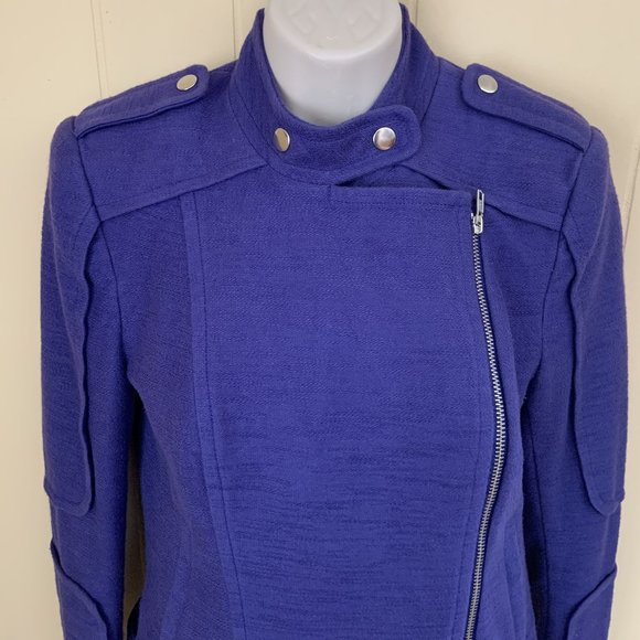 TRACY REESE WOMENS PURPLE SOFT COTTON BLEND JACKET COAT W/PADDED ARMS - SIZE P - Picture 2 of 8